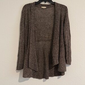 Eileen Fisher Marled Brown Open-Front 100% Linen light weight Cardigan PMedium